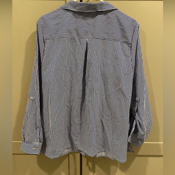 Blue and white striped notations shirt. Size xl. Button down. - Picture 3 of 9
